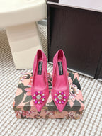 DG Pumps Crystals 9cm Hot Pink Taormina Lace 663083