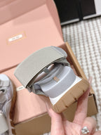Miu 26s Velcro Sandals Grey Nylon Suede 632332