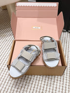 Miu 26s Velcro Sandals Grey Nylon Suede 632332