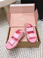 Miu 26s Velcro Sandals Pink Nylon Suede 632333