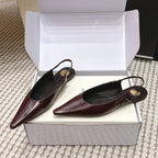 YSL 26ss Flat Slingback Burgundy Glossy Leather 654710