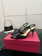 VT Bowow Slingback Pumps 85mm Black Leather