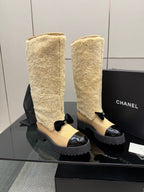 CC knee-high boots beige sheepskin and wool 532191