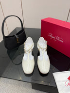 RV 26WF New T-Strap Rhinestone Strap Sandals 4.5 White Patent Leather 629894