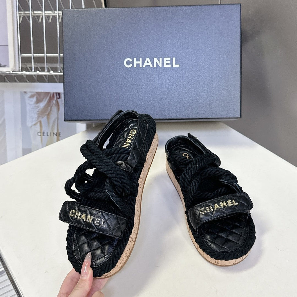 CC 2026 Sandal Black Rope Calfskin 675900