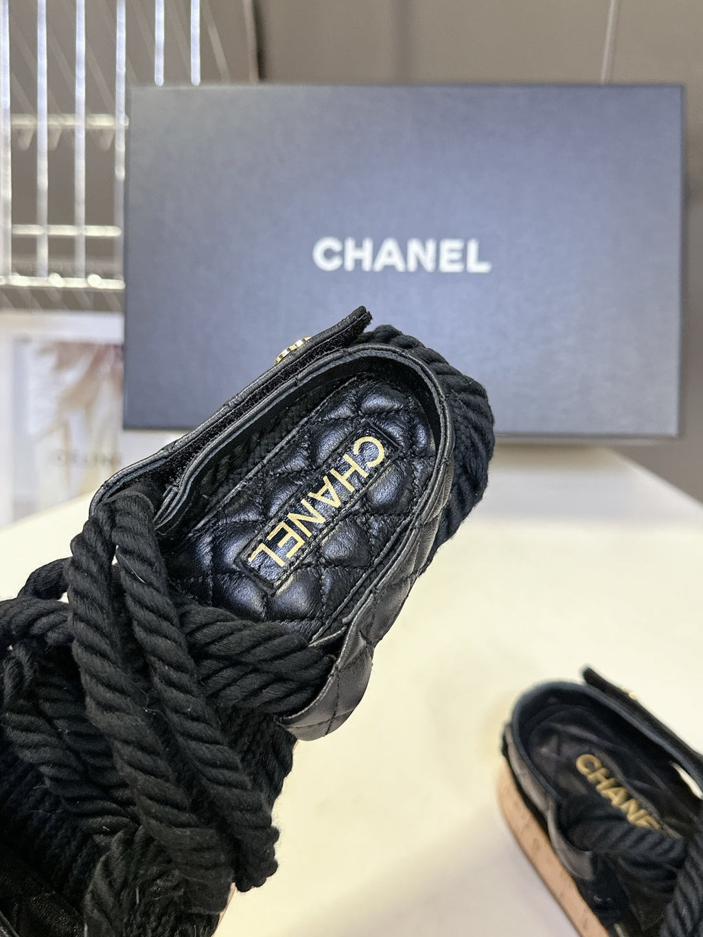 CC 2026 Sandal Black Rope Calfskin 675900