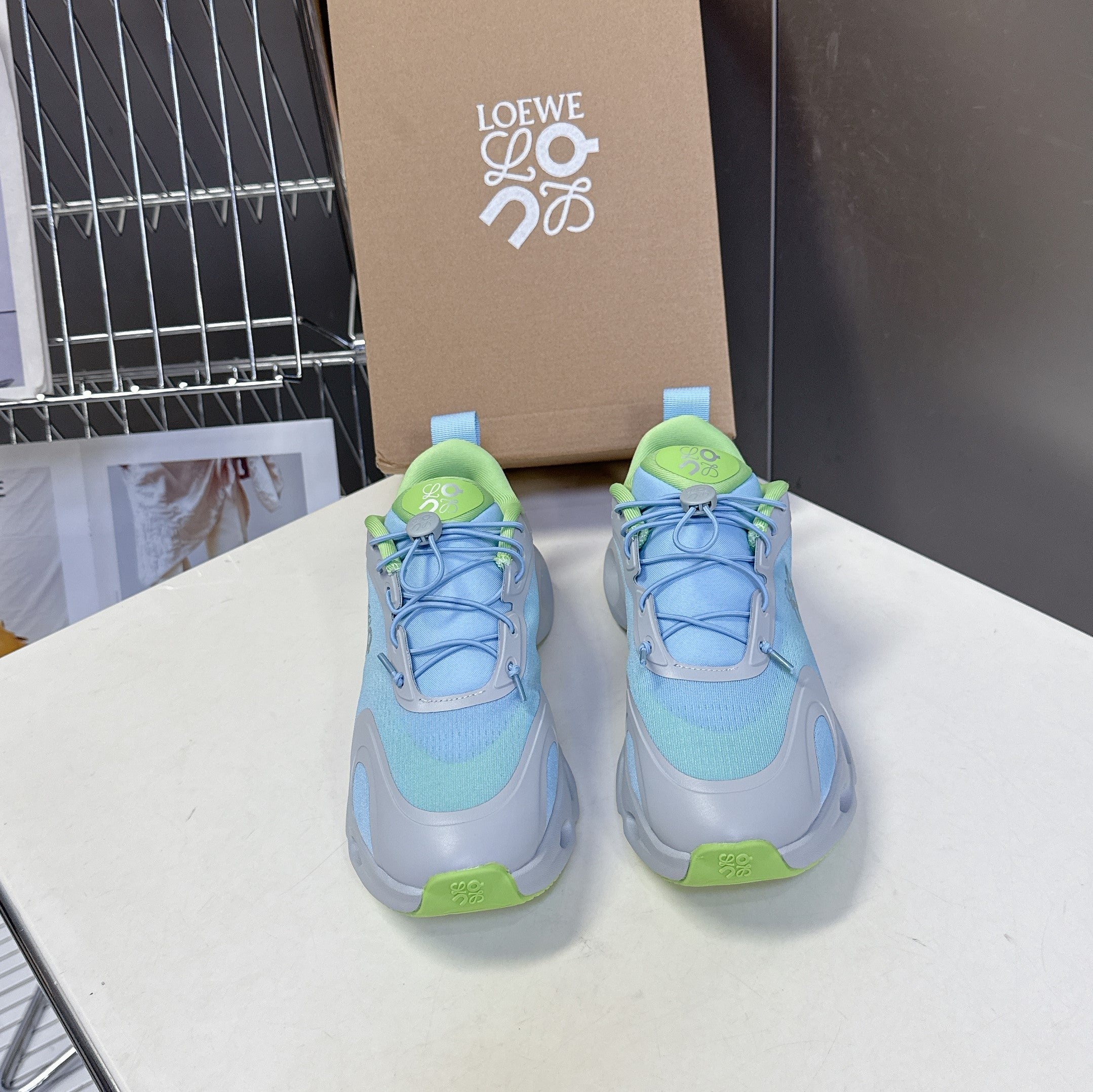 Loewe x On Cloudsolo Sneakers Light Blue Green Polyester and Mesh 536841