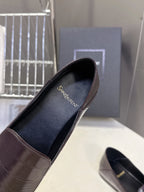 YSL 26s Loafer Dark Brown Embossed Leather 635586