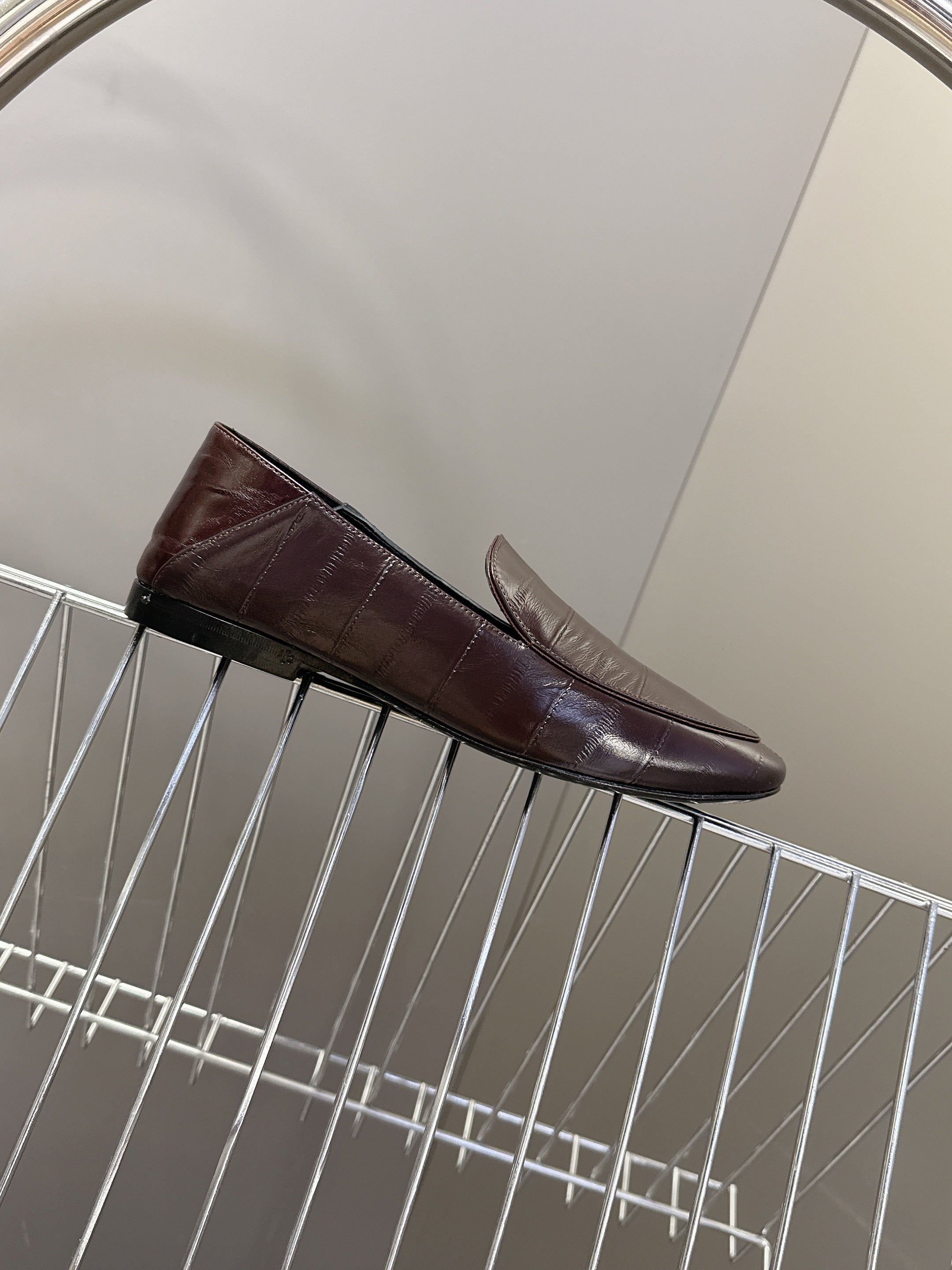 YSL 26s Loafer Dark Brown Embossed Leather 635586
