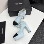 CC 25S Mary Jane Platform 11cm Cloud Blue Calfskin Grosgrain