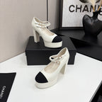 CC 25S Mary Jane Platform 11cm Cream Calfskin Grosgrain