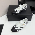 CC 25 Mary Jane Black White Quilted Calfskin