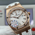 Audemars Piguet Royal 33mm Sliver Dial Diamond Bezel Crocodile Leather
