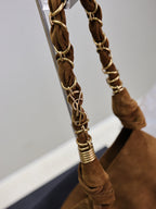 AMALIA Tote Bag 40cm Dark Brown Suede GHW