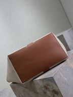 Y Tote Bag Beige Brown Canvas Leather