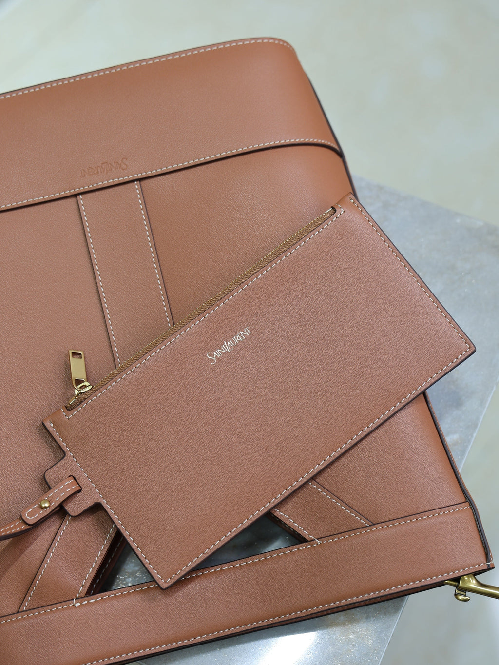 Y Small Bucket 23cm Caramel Leather