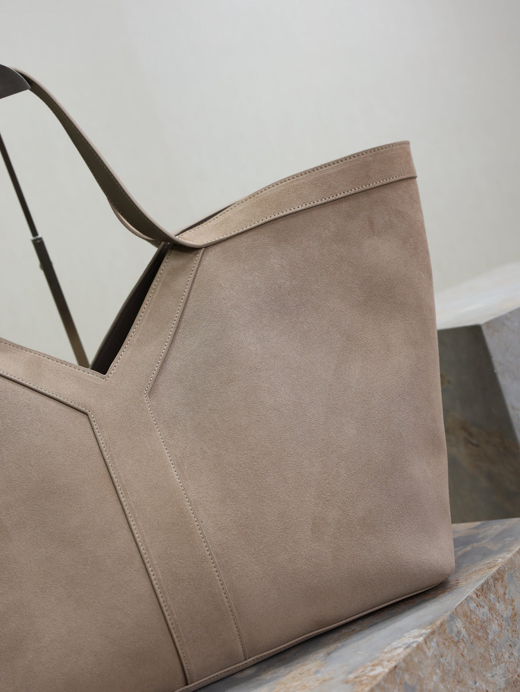 Y Tote Bag Gray Suede
