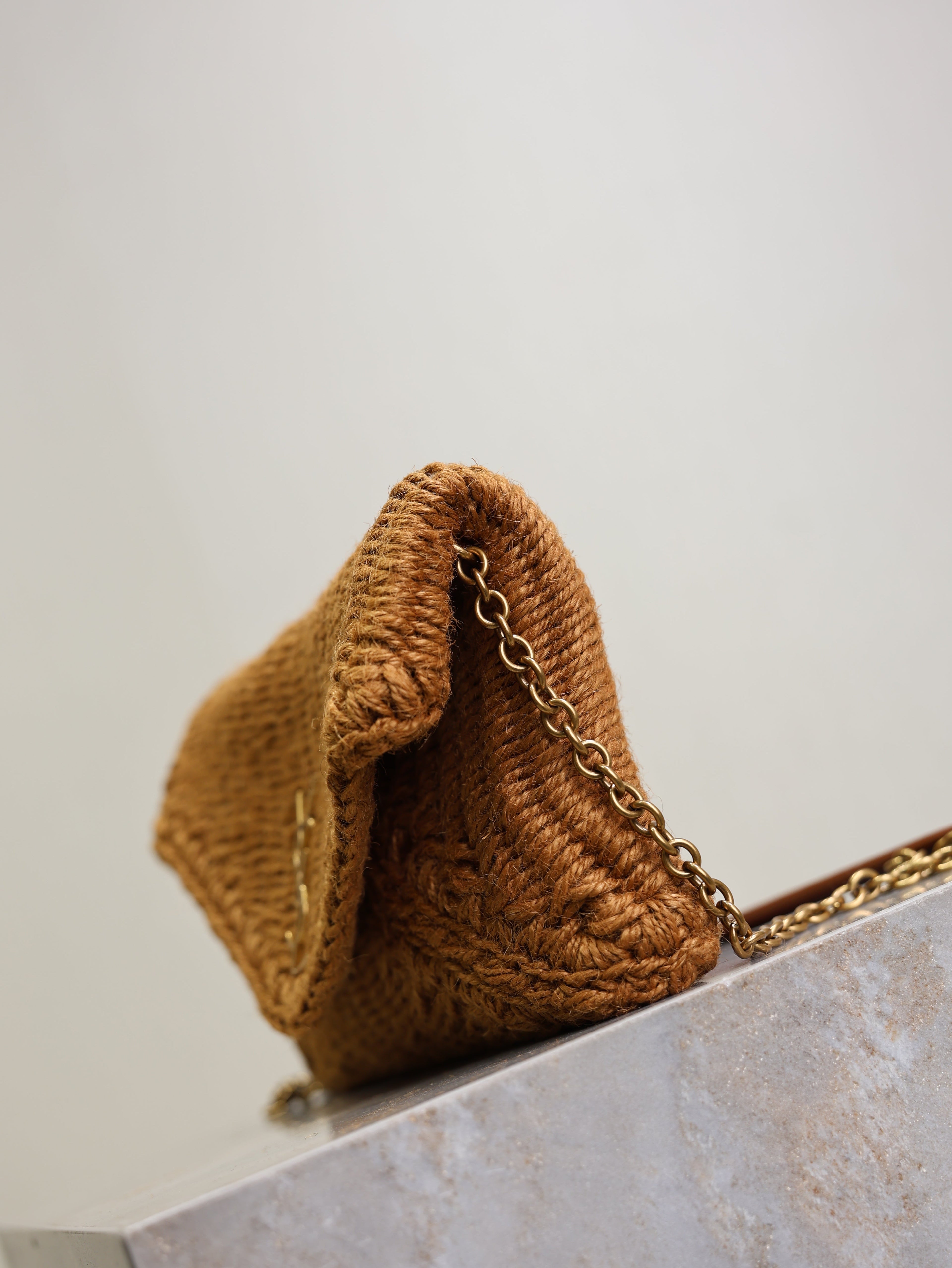 Calypso Bag 19cm Brown Rope Woven Leather