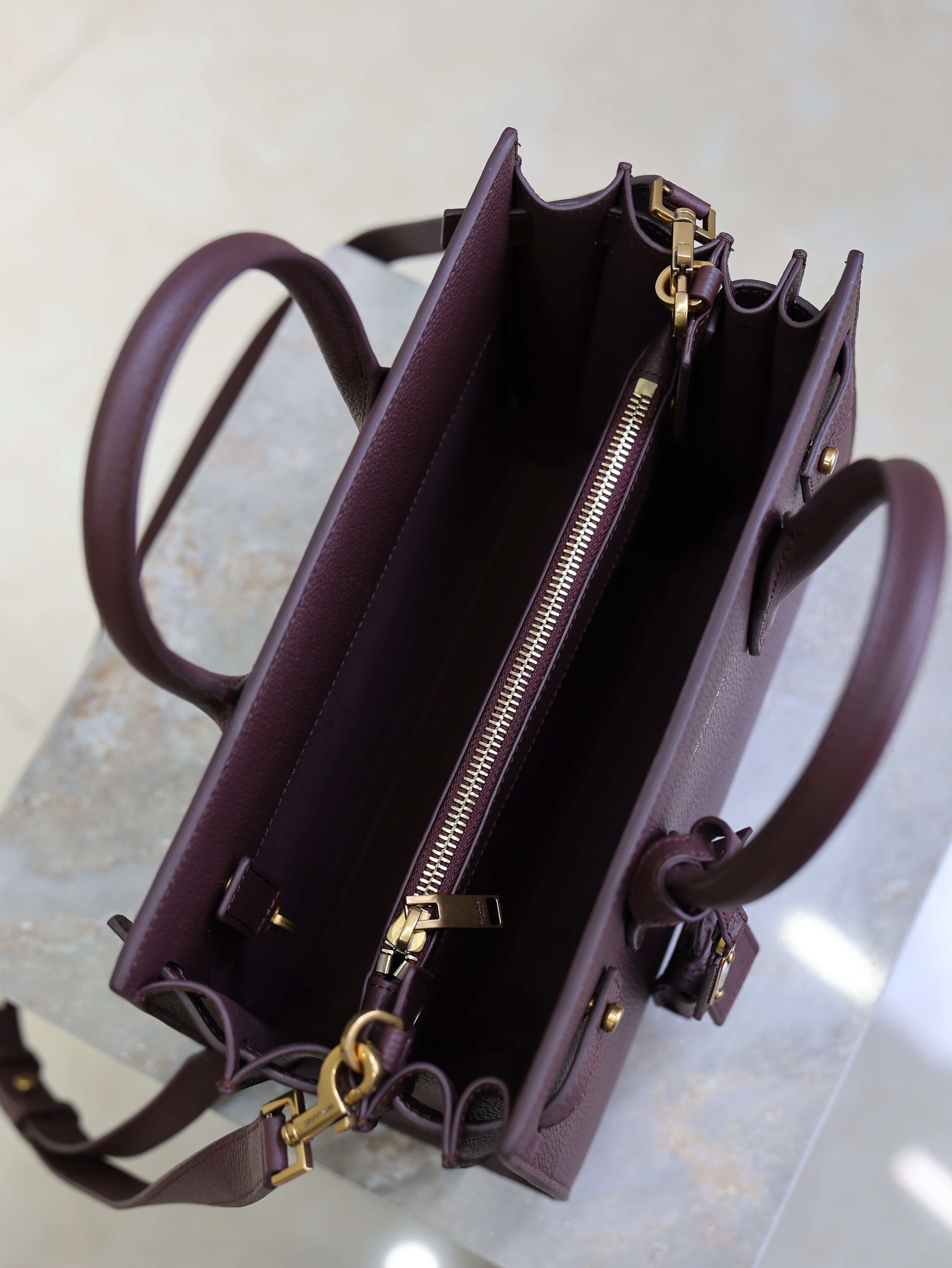 Sac De Jour Nano 26cm Dark Burgundy Grain Cowhide GHW