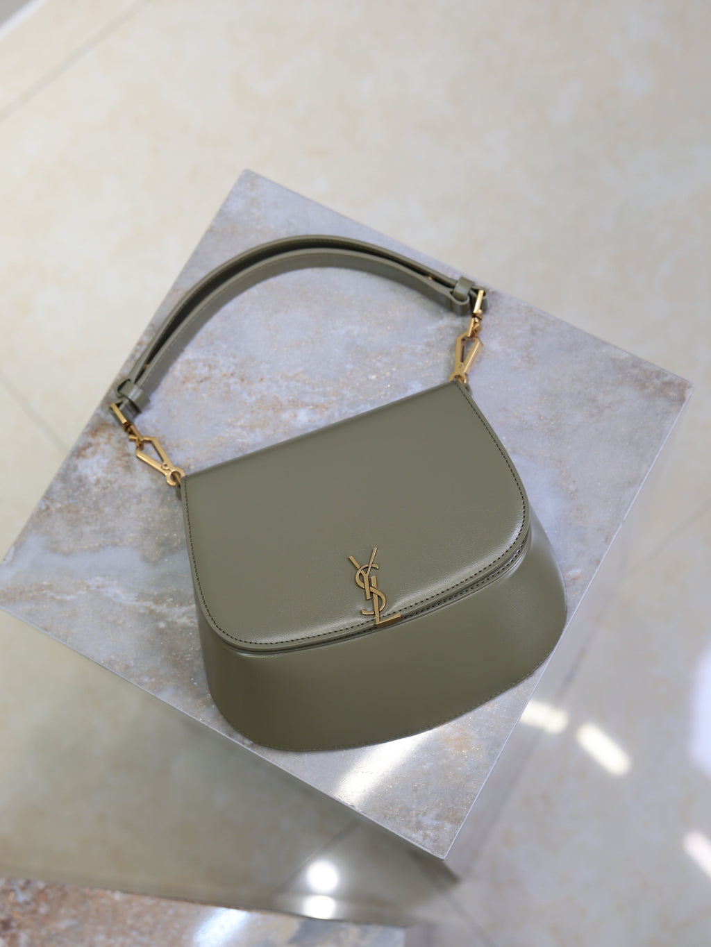Mini Voltaire 21cm Olive Green Calfskin GHW