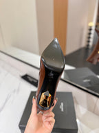 YSL 25 Metal Stiletto Martin Boots Brown Gold Cowhide 520780