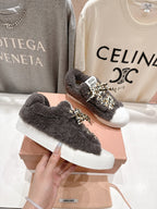 MiuMiu 25 Sneaker Gray Leopard Cowhide Wool 535582