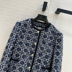 CD 25 Round Neck Suit Small Jacket Blue Cotton Silk