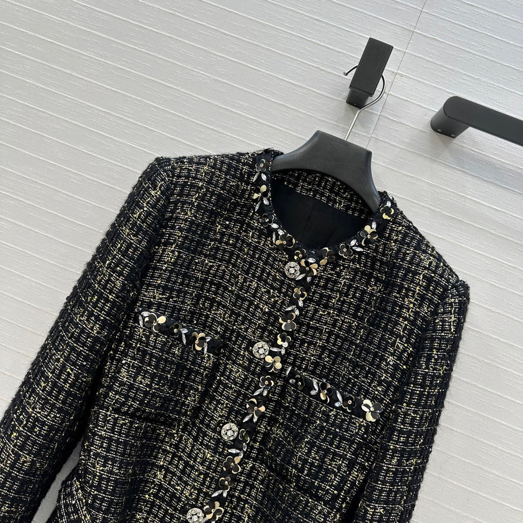 CC 25 Tweed Jacket Black Wool Polyamide