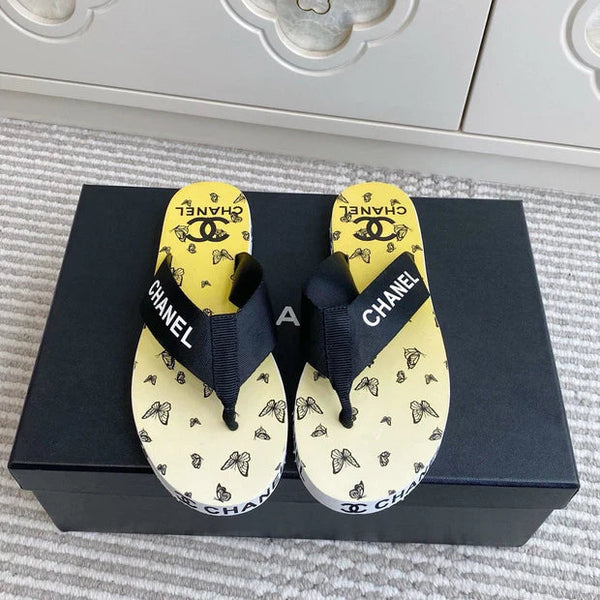 CC 26s Thong Sandals Yellow Pastel Rubber Leather 647680