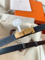 HM Kelly Belt 18mm Dark Blue Canvas Epsom Leather