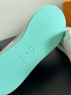 LV Stadium Sneaker White Mix Aqua Green Monogram Cowhide