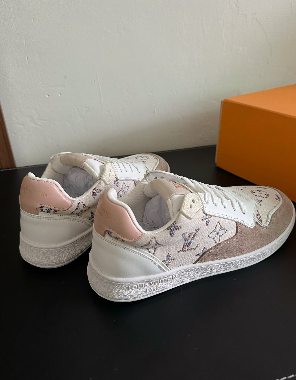 LV Stadium Sneaker White Mix Brown Monogram Suede