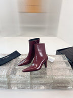 YSL 25 High-heeled Boot Burgundy Cowhide 522266