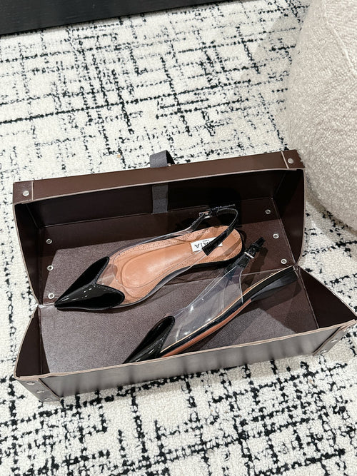 alaia slingbacks flat optic black heart lambskin
