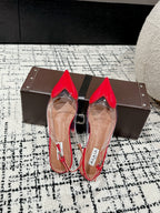 alaia slingbacks flat optic red heart lambskin