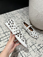 ALAIA PEARL MARY JANE SHOES IN WHITE LAMBSKIN