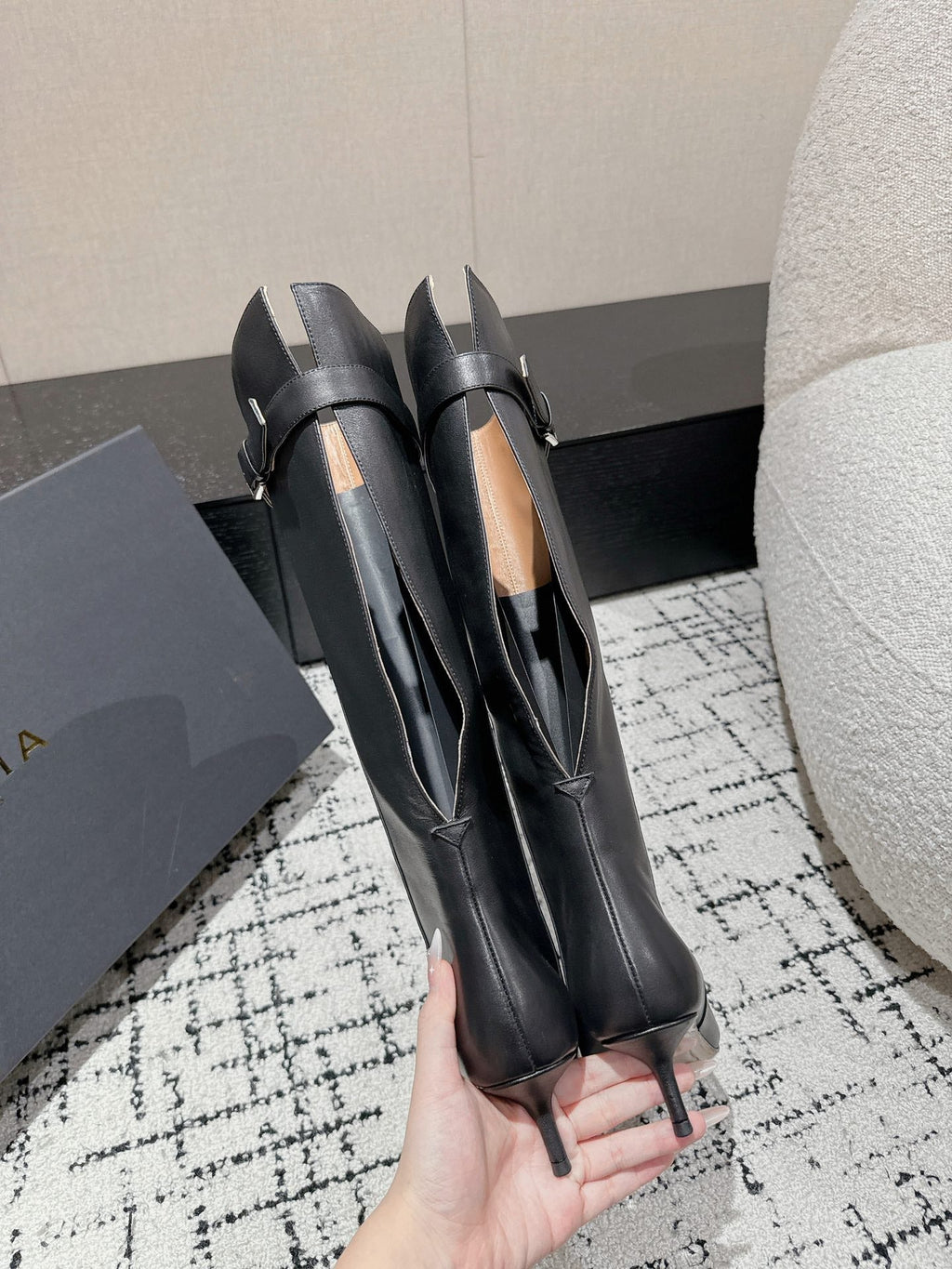 Alaila High Boots 60mm In Black Calfskin 916745