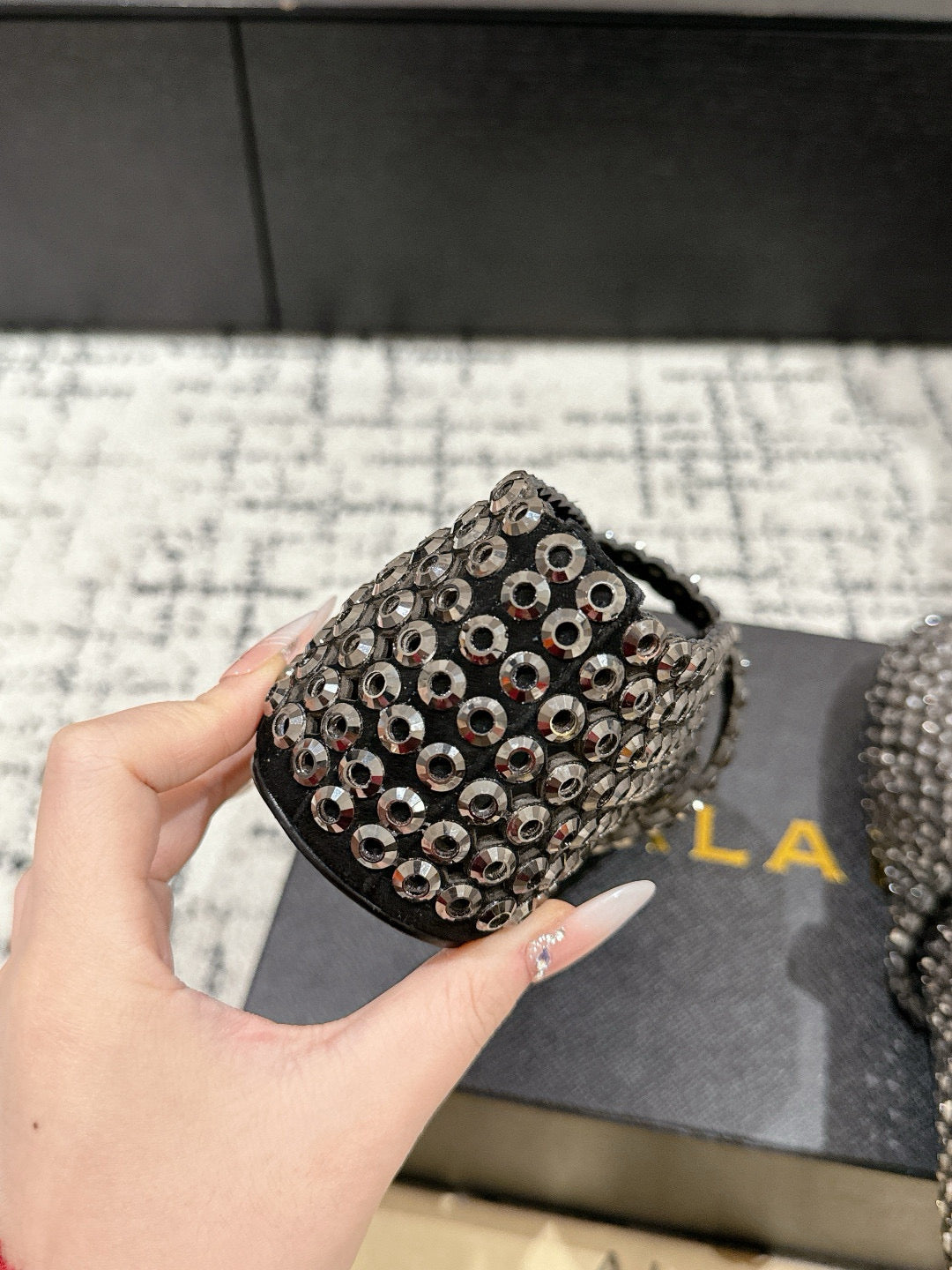 Alaia 25 Embellished Mary Jane Flats Silver Suede  293180