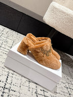 Chloe Covered Fur Slippers Caramel Brown Wool 514330