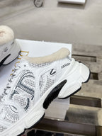 Dior 25 Chrono Sneakers White Black Mesh Calfskin 530324