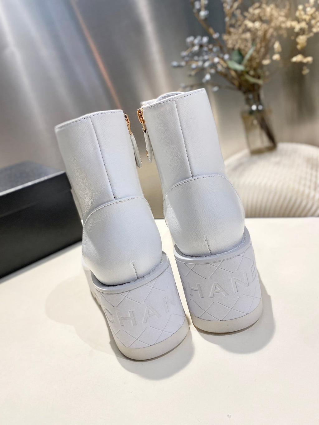 CC Ankle Boots 100m White Lambskin
