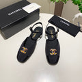 CC 25P Colorful Double Buckle Mary Jane Sandals Black Frabic 466988