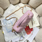 CC 25P Mini Flap Bag 20cm Top Handle Pink Calfskin Gold Hardware