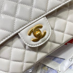 CC 25P Medium Flap Bag 25cm Top Handle Cream Calfskin Gold Hardware
