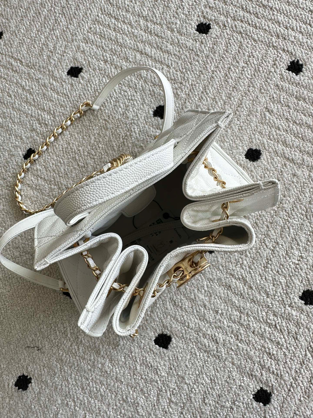 Chanel 2025 Backpack 23cm White Grained Calfskin 318277