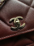 Chanel 2025 Trendy CC Wallet on Chain 19cm Bag Burgundy Caviar Leather 320294