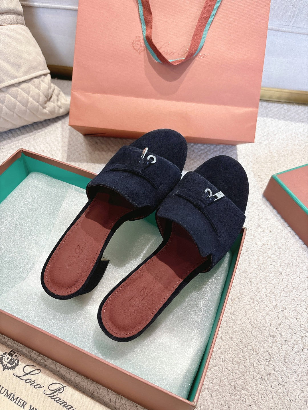 LP 25C Summer Charms Mules 55MM Navy Blue Suede 215031