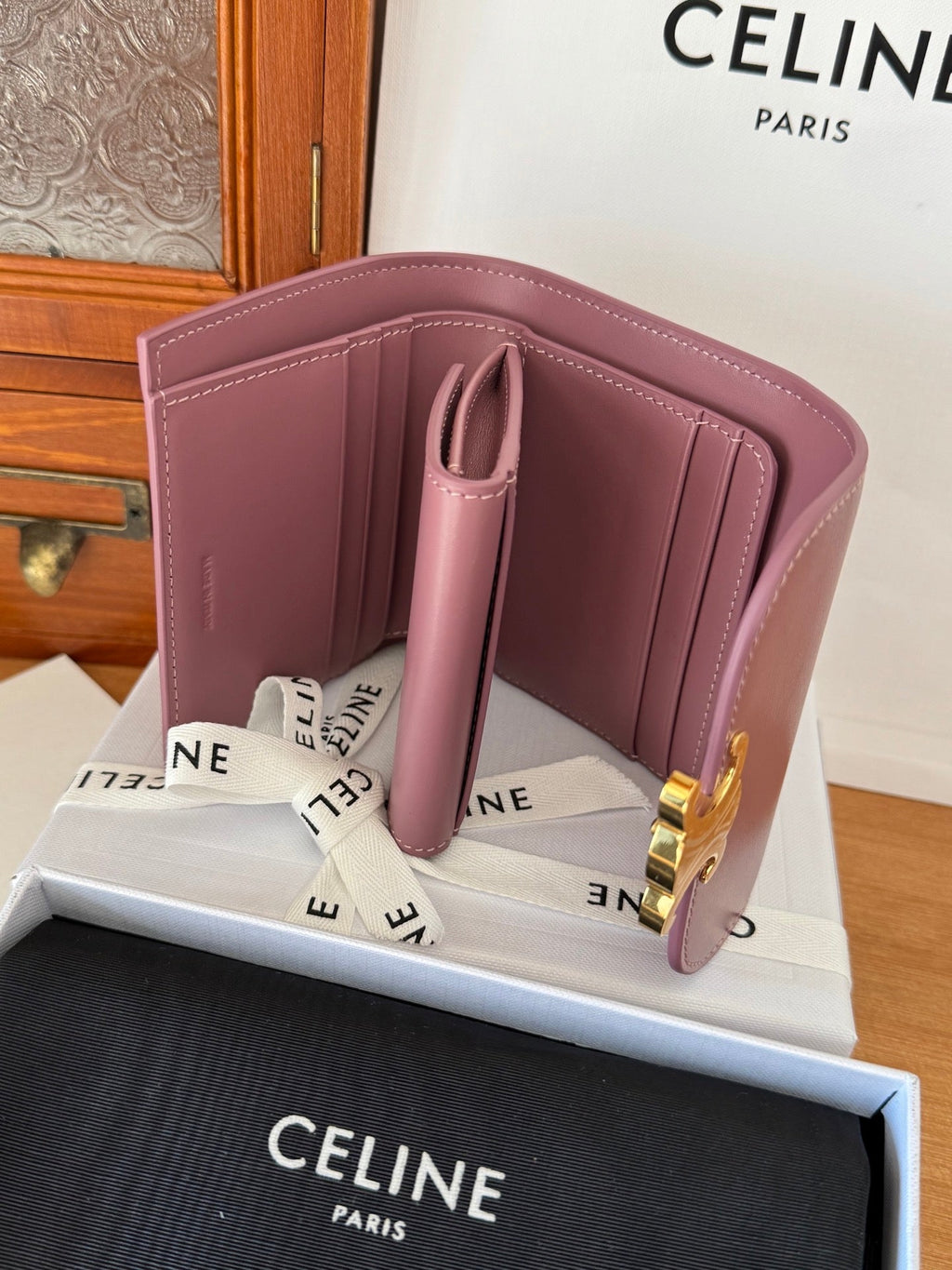 TRIOMPHE 10 CALFSKIN WALLET PINK