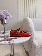 ALAIA CRISS CROSS BALLET FLAT IN CANDY RED LAMBSKIN WITH SILVER HARDWARE