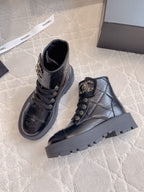 CC Ankle Boots In Black Wrinkled Calfskin 145488